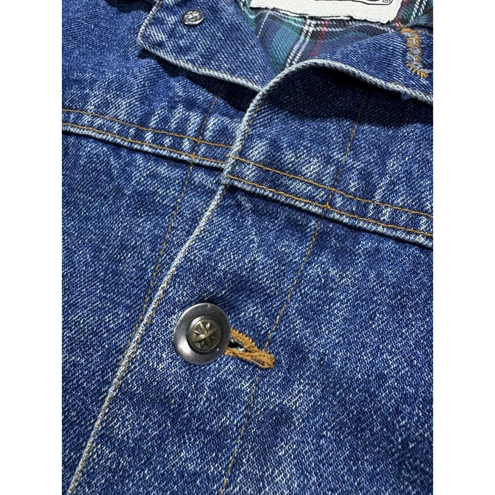Vintage Denim Jacket Flannel-Lined Trucker Men's Medium Boxy Corduroy Collar 90s - Picture 7 of 16